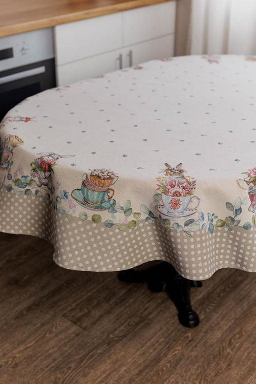 Charm Garden Oval Tablecloth