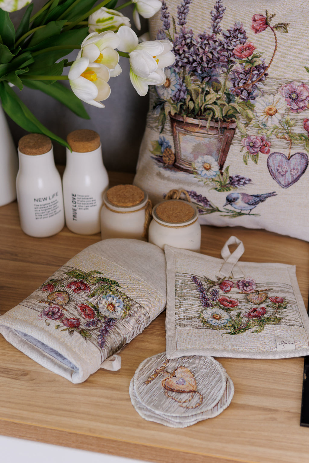 Kitchen Set Lavender Mitt+Potholder+Apron