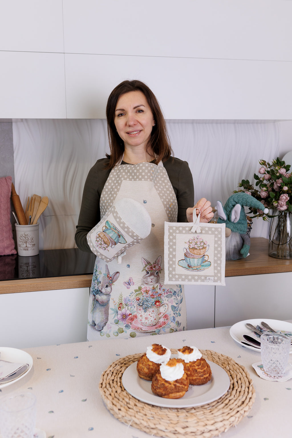 Kitchen Set Charm Mitt+Potholder+Apron